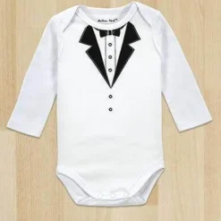 Gentleman Baby Body - Weißer Langarm-Strampler
