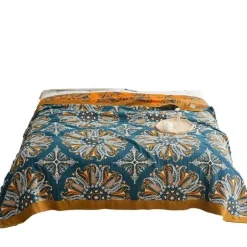 Geometrische Baumwollgaze-Decke – Stilvolles Sommer-Heimtextil für Erwachsene