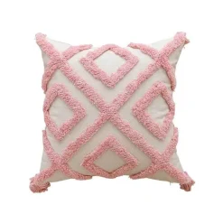 Geometrische rosa getuftete Kissenbezüge - bestickte Kissenbezüge