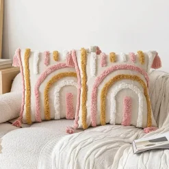 Geometrischer rosa Kissenbezug - 45x45cm getufteter Kissenbezug aus Baumwolle