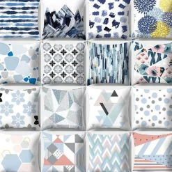 Geometrisches hellblaues Kissenbezug-Set - Nordische dekorative Bettwäsche