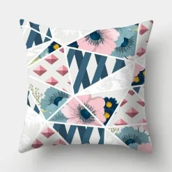 Geometrisches hellblaues Kissenbezug-Set - Nordische dekorative Bettwäsche