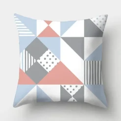 Geometrisches hellblaues Kissenbezug-Set - Nordische dekorative Bettwäsche