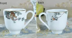 Geschirrset aus Knochenporzellan mit Regenwald-Tiermotiven – umweltfreundliches Geschirr