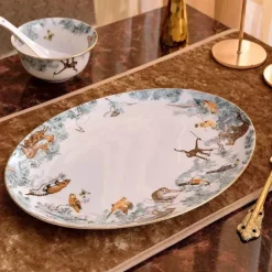 Geschirrset aus Knochenporzellan mit Regenwald-Tiermotiven – umweltfreundliches Geschirr