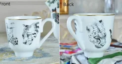 Geschirrset aus Knochenporzellan mit Regenwald-Tiermotiven – umweltfreundliches Geschirr