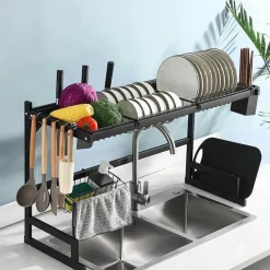 Geschirrständer aus Edelstahl für die Spüle – Küchenorganizer und Abtropffläche