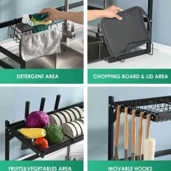 Geschirrständer aus Edelstahl für die Spüle – Küchenorganizer und Abtropffläche