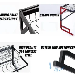 Geschirrständer aus Edelstahl für die Spüle – Küchenorganizer und Abtropffläche