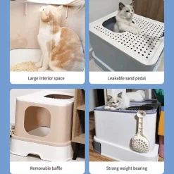 Geschlossene Katzentoilette – Geruchskontrolle, Anti-Spritz-Design