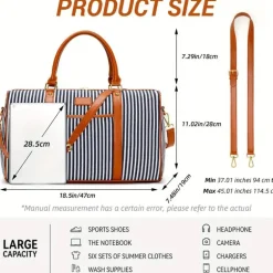 Gestreifte Canvas-Reisetasche – Geräumig, robust und multifunktional