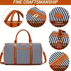 Gestreifte Canvas-Reisetasche – Geräumig, robust und multifunktional