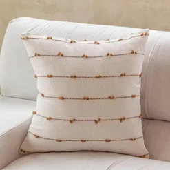 Gestreifter Jacquard-Kissenbezug - Blau Gelb Grau Rosa Beige