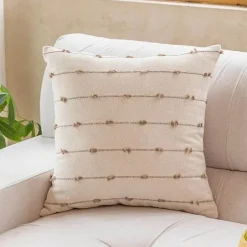 Gestreifter Jacquard-Kissenbezug - Blau Gelb Grau Rosa Beige