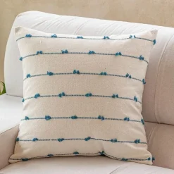 Gestreifter Jacquard-Kissenbezug - Blau Gelb Grau Rosa Beige