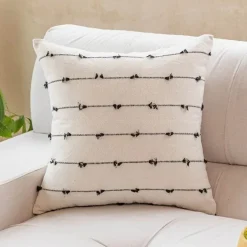 Gestreifter Jacquard-Kissenbezug - Blau Gelb Grau Rosa Beige