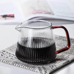 Gestreifter Kaffeekessel aus Glas – Teekanne mit V-Ausguss, 350 ml, 500 ml