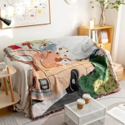 Gestrickte Gobelindecke – Leichte, luxuriöse Dekodecke für das Wohnzimmer im Freien