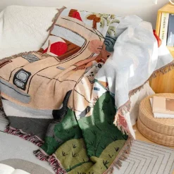 Gestrickte Gobelindecke – Leichte, luxuriöse Dekodecke für das Wohnzimmer im Freien