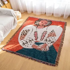 Gestrickte Gobelindecke – Leichte, luxuriöse Dekodecke für das Wohnzimmer im Freien
