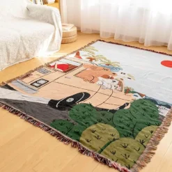 Gestrickte Gobelindecke – Leichte, luxuriöse Dekodecke für das Wohnzimmer im Freien