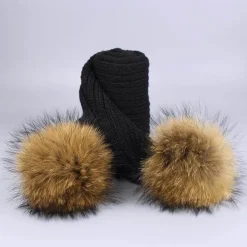 Gestricktes Pelzmütze- und Schal-Set – kuschelige Winteraccessoires