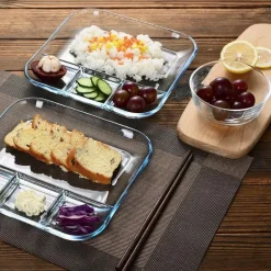 Geteilter Essteller aus gehärtetem Glas – Obsttablett für westliche Speisen