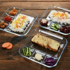 Geteilter Essteller aus gehärtetem Glas – Obsttablett für westliche Speisen