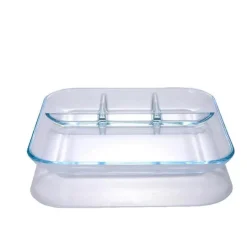 Geteilter Essteller aus gehärtetem Glas – Obsttablett für westliche Speisen