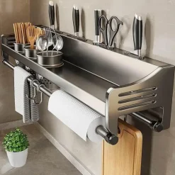 Gewürzregal-Organizer – Küchenaufbewahrungsregal mit Messerhalter