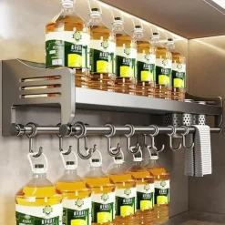 Gewürzregal-Organizer – Küchenaufbewahrungsregal mit Messerhalter