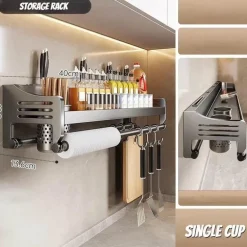 Gewürzregal-Organizer – Küchenaufbewahrungsregal mit Messerhalter