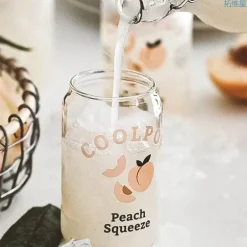 Glasbecher in Dosenform mit Fruchtdruck – 350 ml für Tee, Kaffee, Milch, Bier