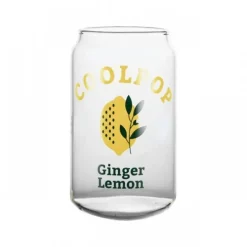 Glasbecher in Dosenform mit Fruchtdruck – 350 ml für Tee, Kaffee, Milch, Bier