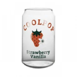 Glasbecher in Dosenform mit Fruchtdruck – 350 ml für Tee, Kaffee, Milch, Bier