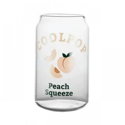 Glasbecher in Dosenform mit Fruchtdruck – 350 ml für Tee, Kaffee, Milch, Bier