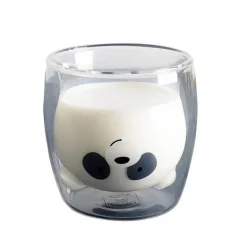 Glasbecher mit Pandabär-Motiv – doppelwandiger, hitzebeständiger Becher für Bier und Saft