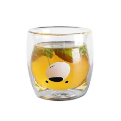 Glasbecher mit Pandabär-Motiv – doppelwandiger, hitzebeständiger Becher für Bier und Saft