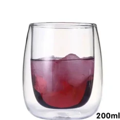Glasbecher-Set mit doppeltem Boden – vielseitiges Trinkgeschirr für Wein, Whiskey, Kaffee, Saft