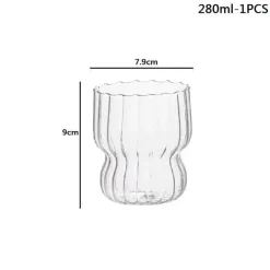Glasbecher-Set mit vertikalen Streifen – Tassen für Kaffee, Tee, Saft und Milch
