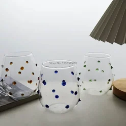 Glasbecher-Set mit Wellendesign und Punkten – Stilvolle Kaffeetassen