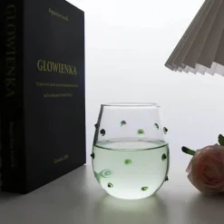 Glasbecher-Set mit Wellendesign und Punkten – Stilvolle Kaffeetassen