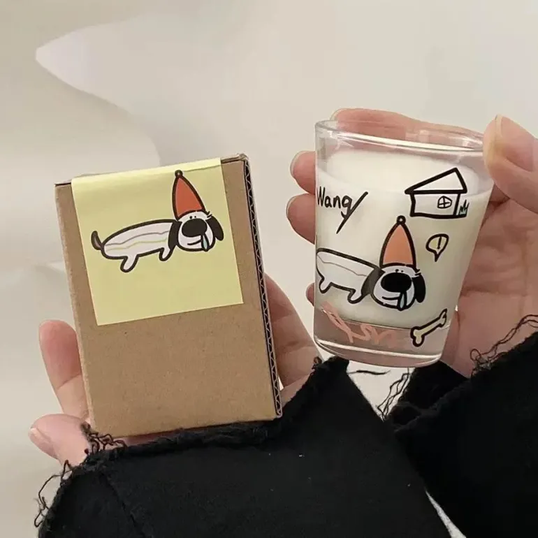 Glasbecher-Set mit Welpenmotiv – süßes Trinkgeschirr für Shochu-Saft, Kaffee, Milch, Wasser