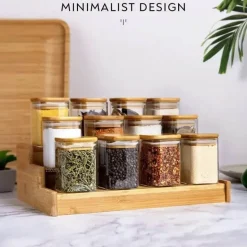 Glasgefäß mit Bambusdeckel – Vorratsbehälter für Tee und Kaffee