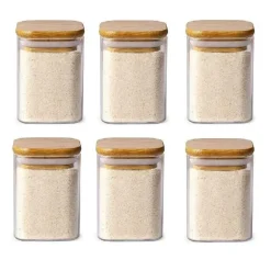 Glasgefäß mit Bambusdeckel – Vorratsbehälter für Tee und Kaffee