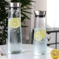 Glaswasserflasche mit Edelstahldeckel – 1,5 l