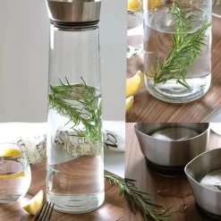 Glaswasserflasche mit Edelstahldeckel – 1,5 l