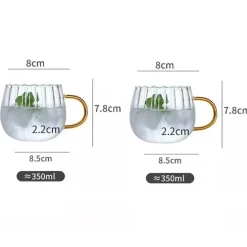 Glaswasserflasche mit großem Fassungsvermögen – Krug mit vertikalen Streifen für heiße und kalte Getränke