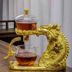 Golden Dragon Teekanne - Mystische Keramikteekanne