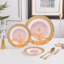 Golden Flower Geschirrset aus Bone China – Elegantes Essgeschirr